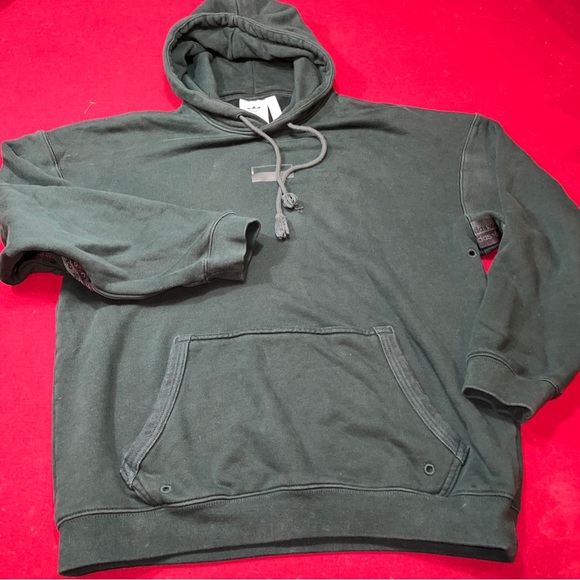Adidas dark Green Sweatshirt arm tape Hoodie Mens Vented Trefoil Pocket Cotton S - Picture 4 of 16